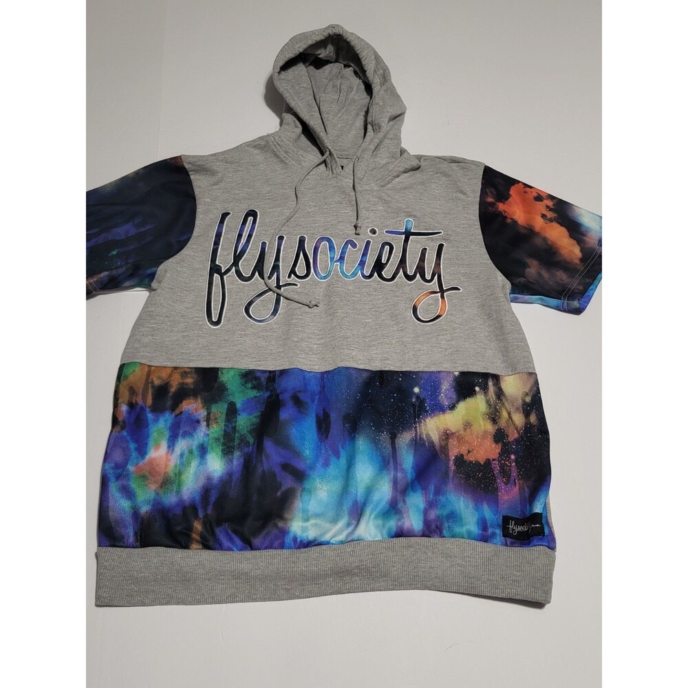 (#11) FLY SOCIETY SHORT SLEEVE HOODIE GRAY SIZE MEN'S LARGE